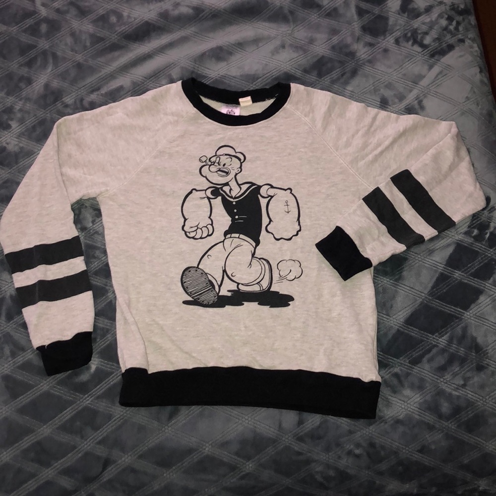 Forever 21 Gray and Black Crew Neck Sweater